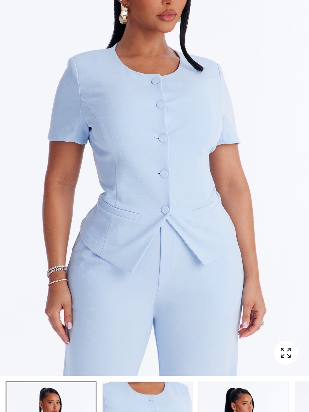 Button Up Short-Sleeve Top